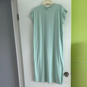 Green Casual Sheath Midi Dress with Dolman Sleeves